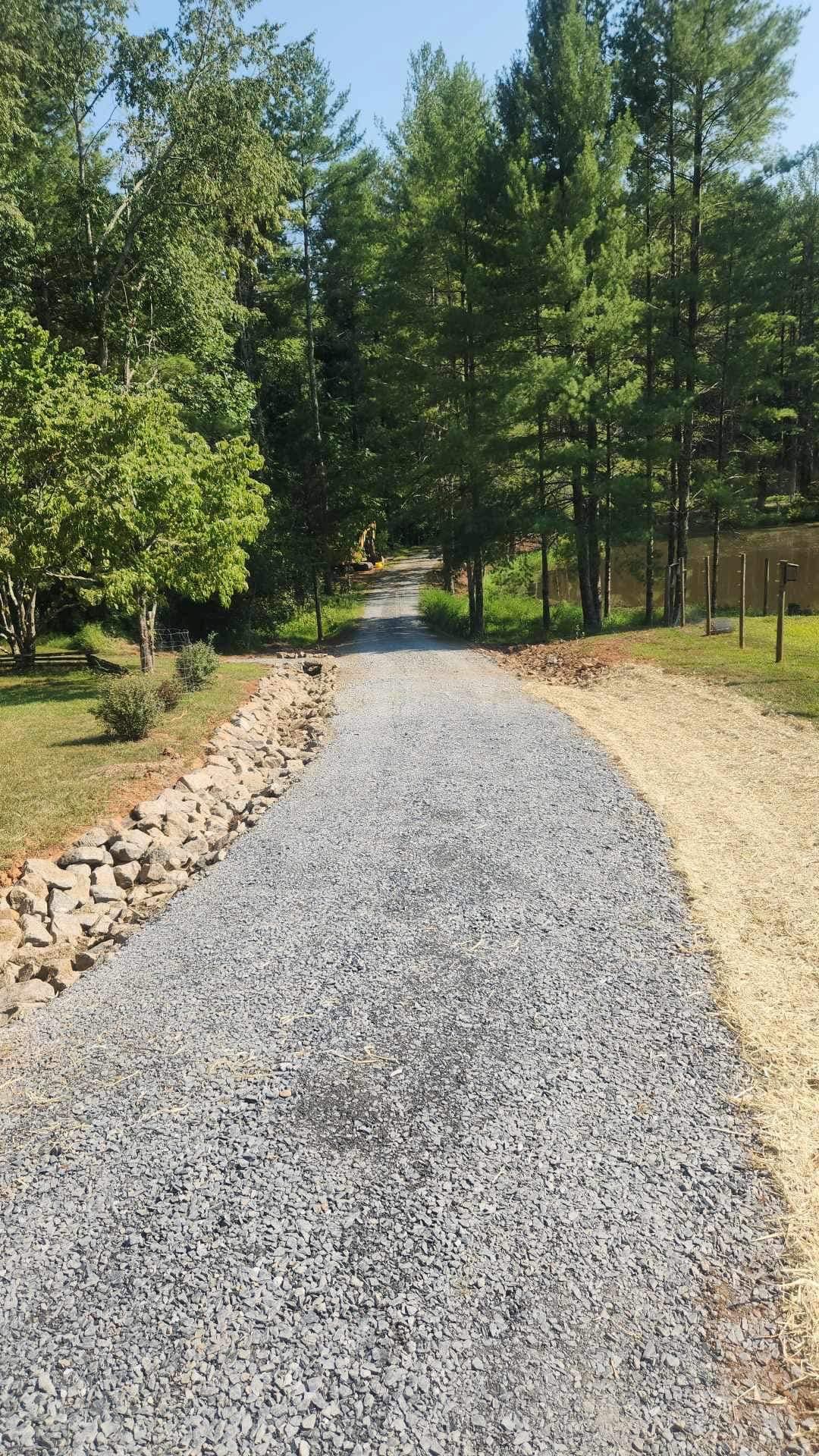 Private gravel road construction in Central Virginia