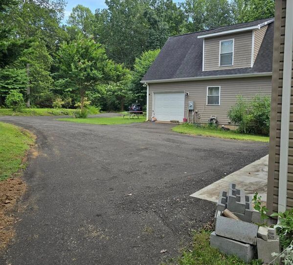 Large recycled asphalt millings driveway and access road