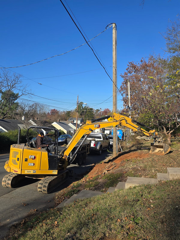 Excavation and clearing during a Central Virginia site preparation project